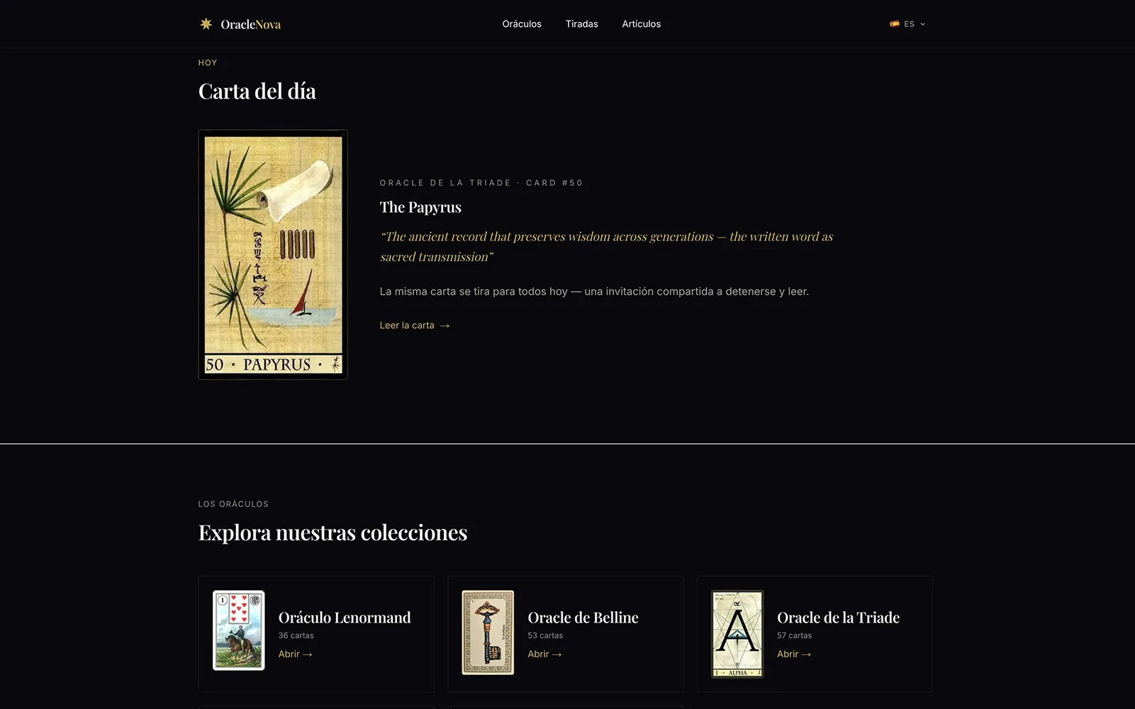 Capture d'écran du site OracleNova